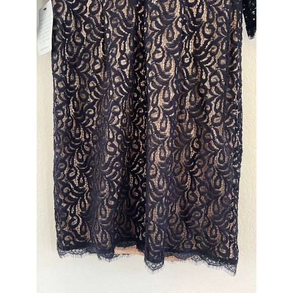 NWT Adriana Papell Black Lace Midi Floral Dress Womens 10P Party Holiday Wedding - Picture 10 of 16